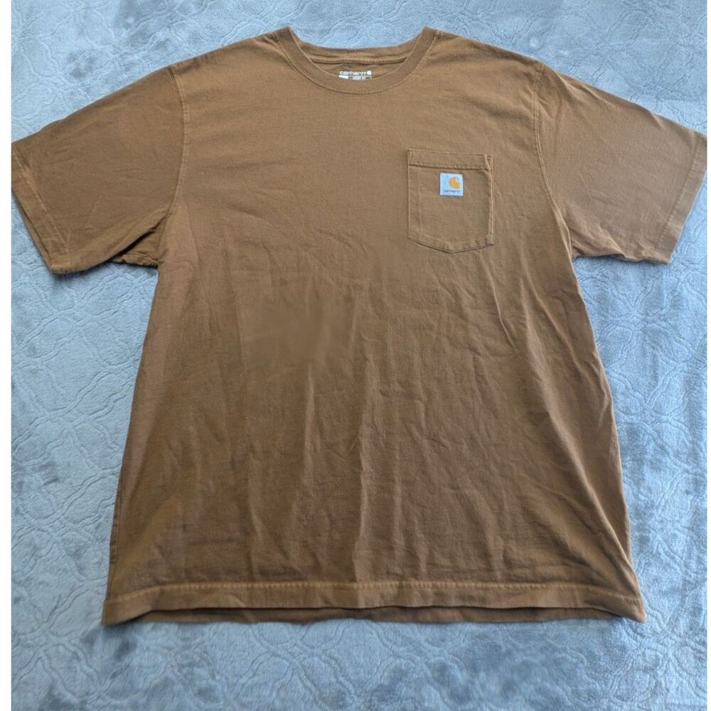 Carhartt Pocket T Shirt XL Brown Loose Fit Short Sleeve Workwear Heavyweight
